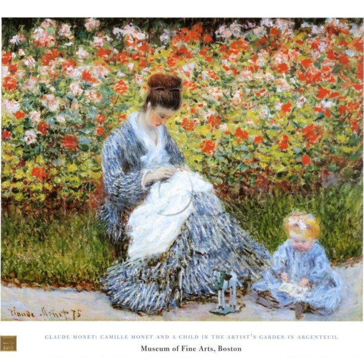 Camille Monet Child In Artists Garden-Claude Monet Painting